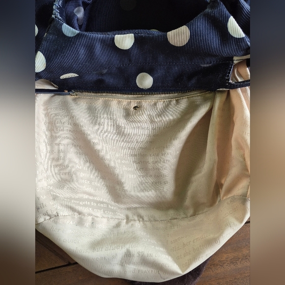 Kate Spade Navy Shoulder Bag with Multi-Colored Polka Dots With Storybook Lining - Picture 4 of 6